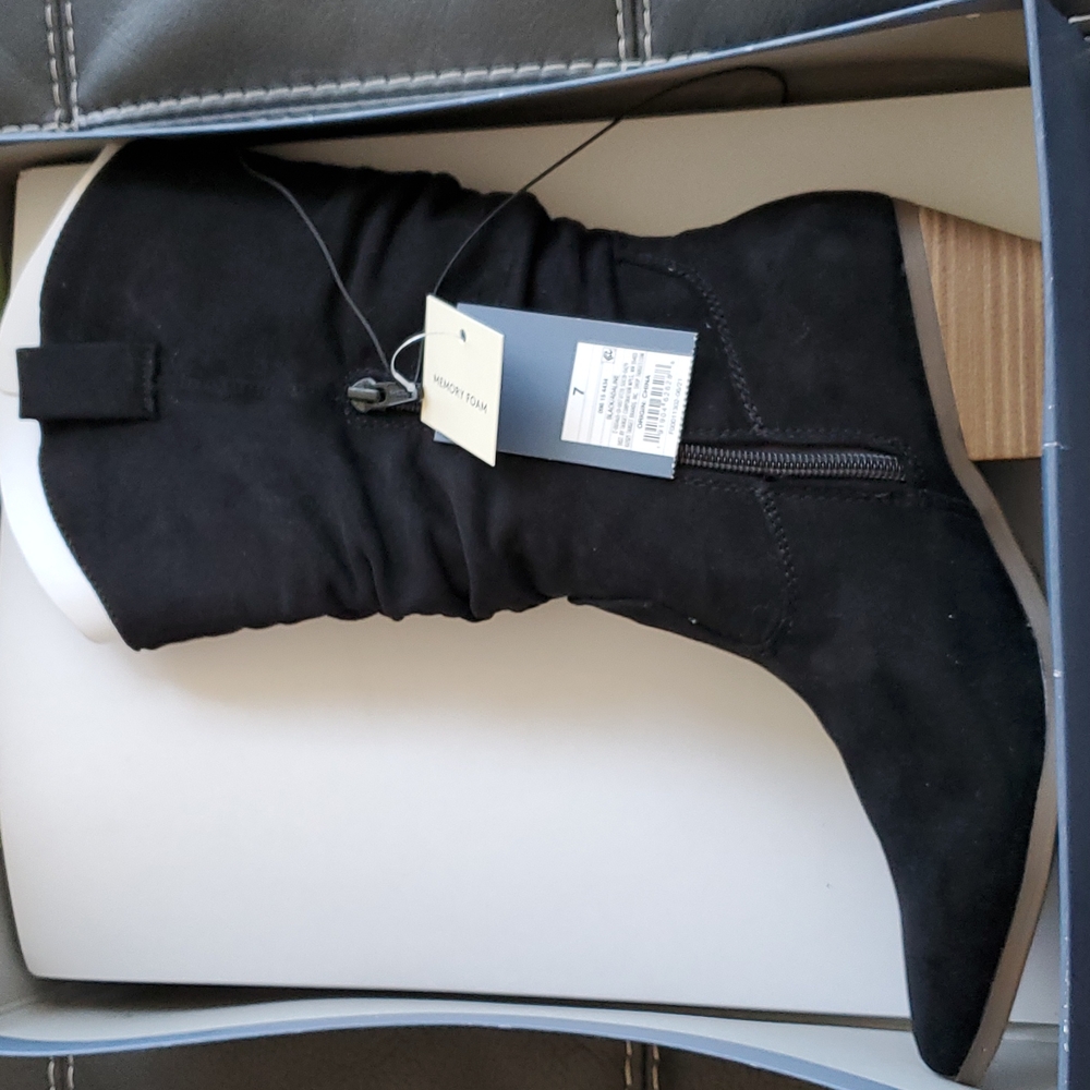 Universal Thread Adaline Knee Height Pull On Western Boots Black New With Tags - Picture 3 of 5